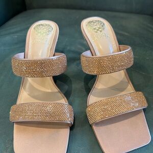 Vince Camuto Brown Embellished Sandals